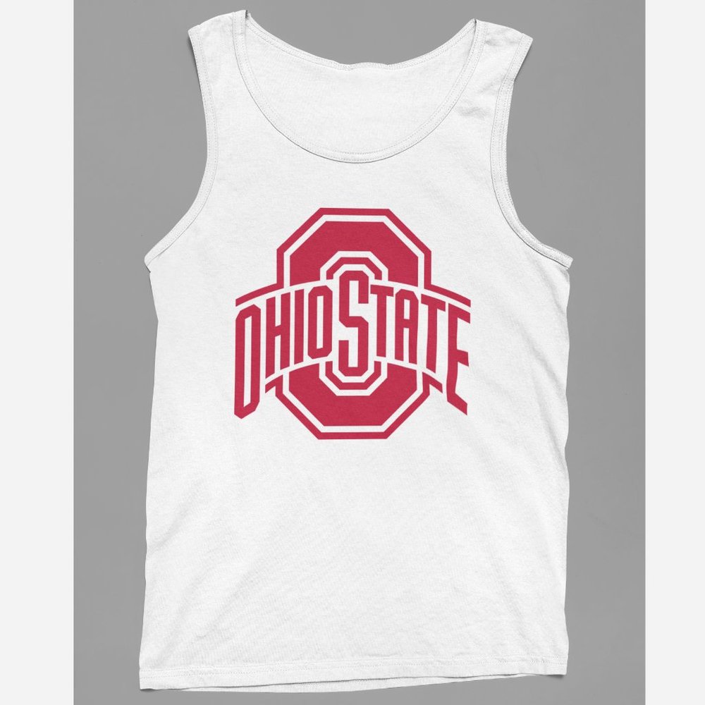 NEW Ohio State Buckeyes Letter O Wordmark Logo Tank Top WHITE